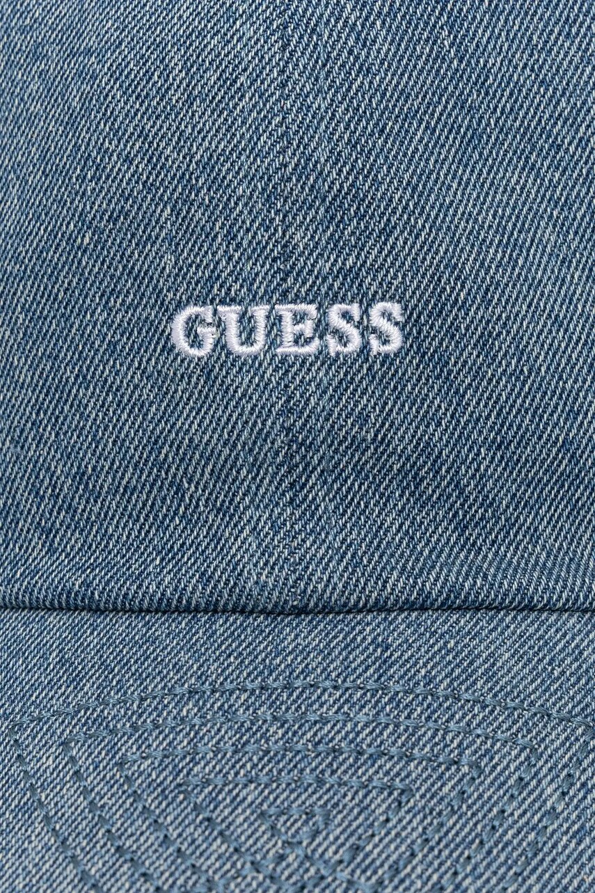Бавовняна бейсболка Guess колір синій однотонна AW5322 COT01