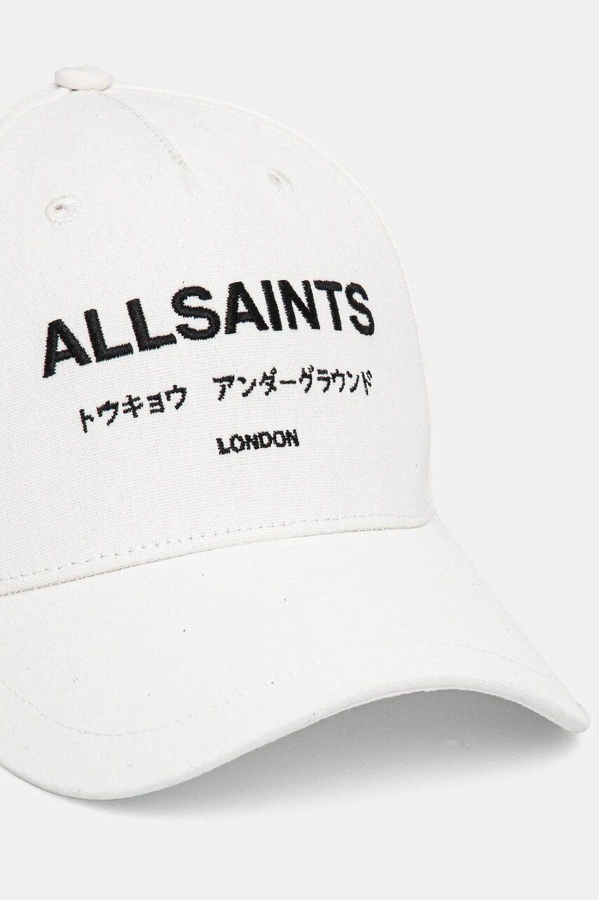 Бавовняна бейсболка AllSaints колір білий з аплікацією 29AS101819