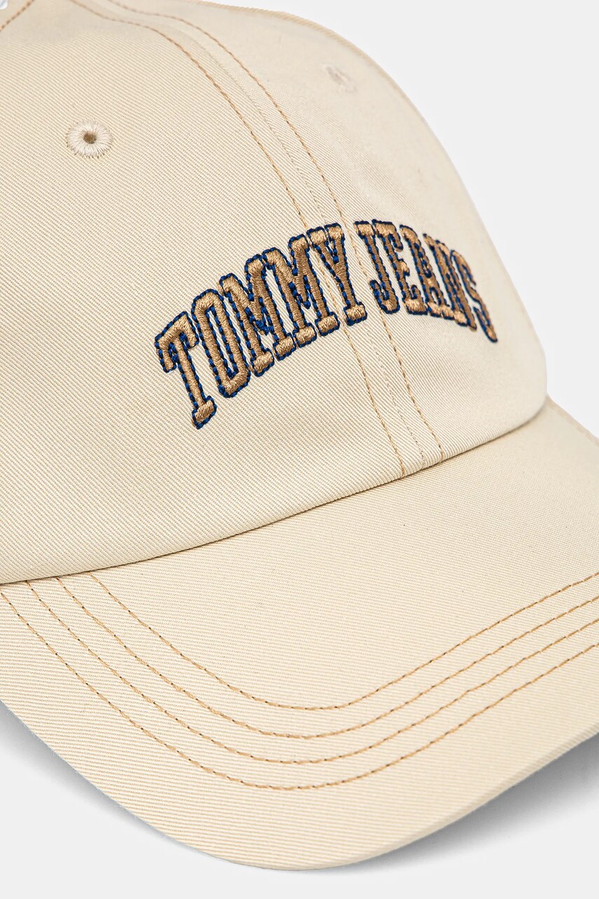 Бавовняна бейсболка Tommy Jeans колір бежевий з аплікацією AM0AM12956