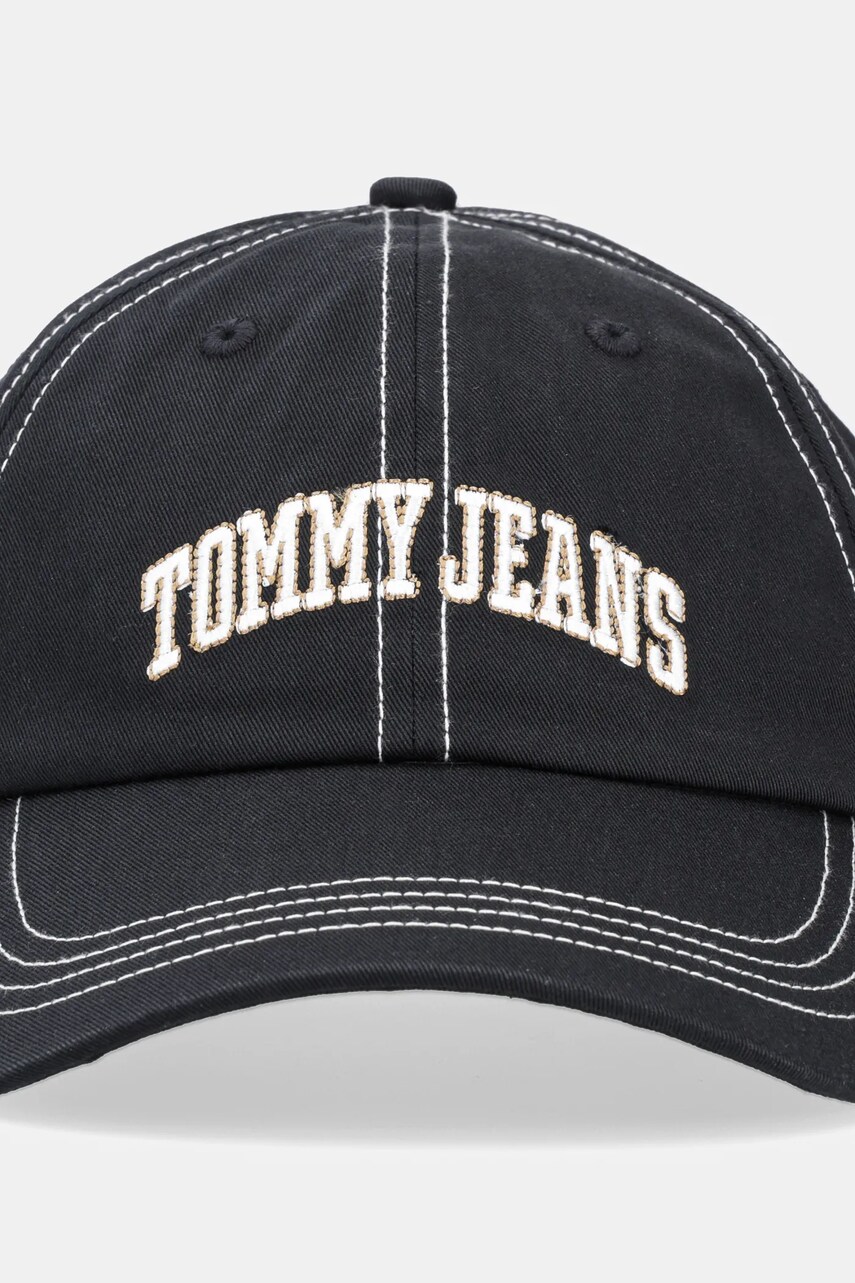 Бавовняна бейсболка Tommy Jeans колір чорний з аплікацією AM0AM12956