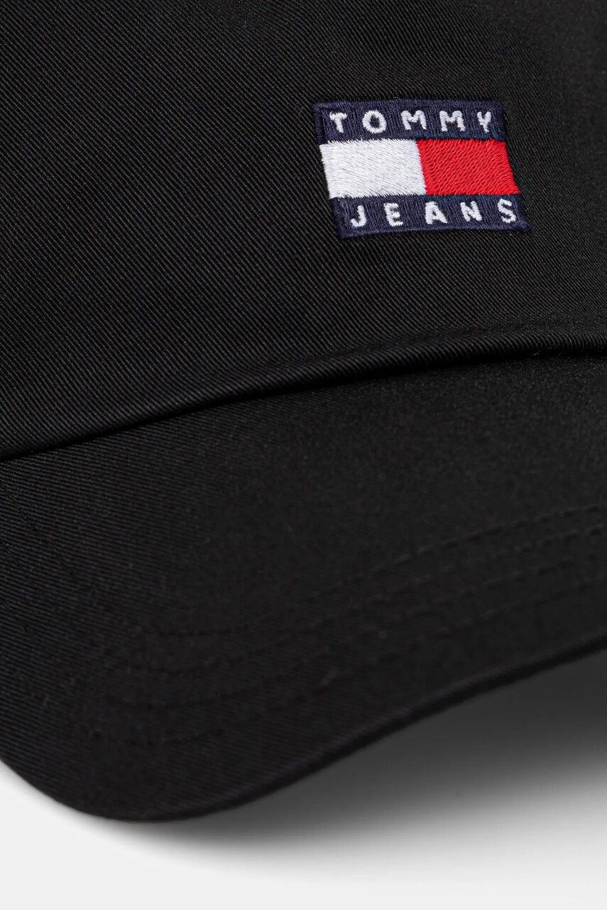 Бавовняна бейсболка Tommy Jeans колір чорний з аплікацією AM0AM12933