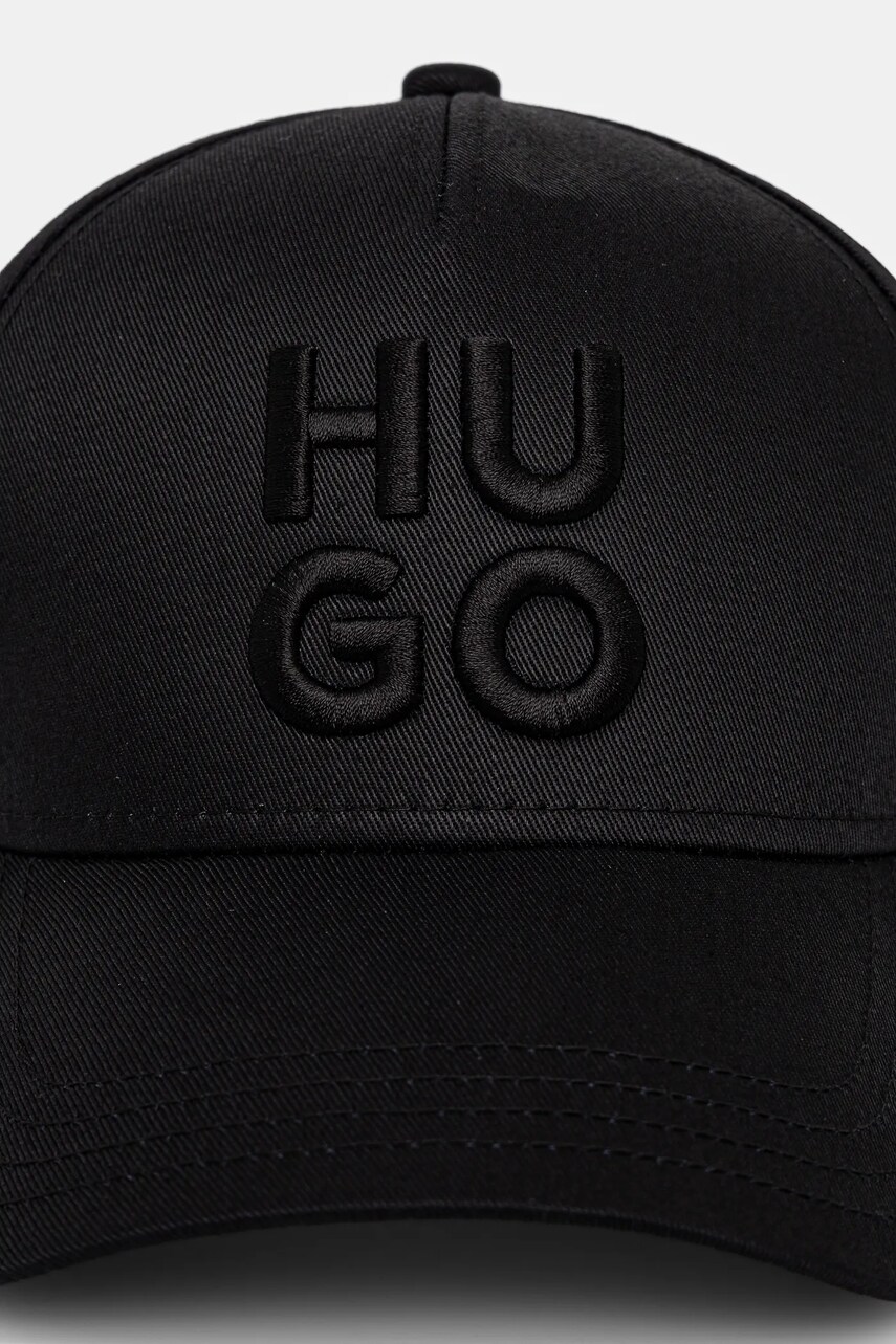 Бавовняна бейсболка HUGO колір чорний з аплікацією 50533409