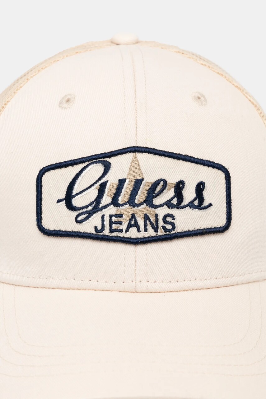 Кепка Guess Jeans колір бежевий з аплікацією M5RZ17 WF8V1