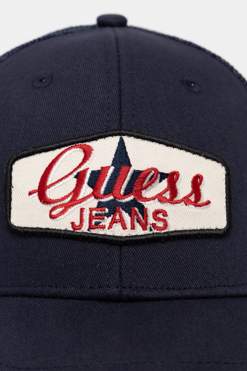 Кепка Guess Jeans колір синій з аплікацією M5RZ17 WF8V1
