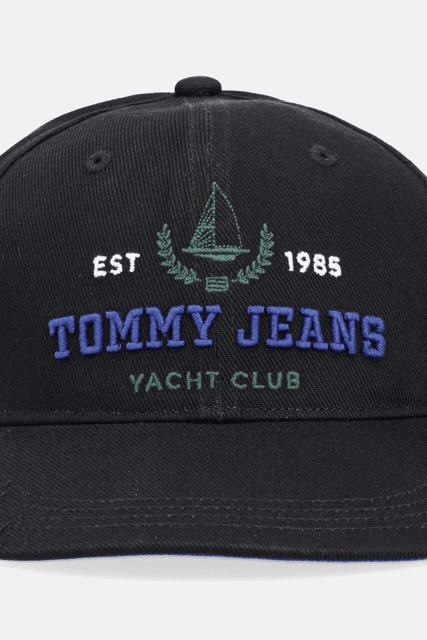 Бавовняна бейсболка Tommy Jeans колір чорний з аплікацією AM0AM13290