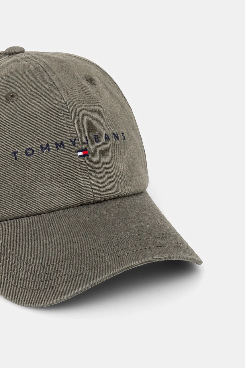 Бавовняна бейсболка Tommy Jeans колір зелений з аплікацією AM0AM13355