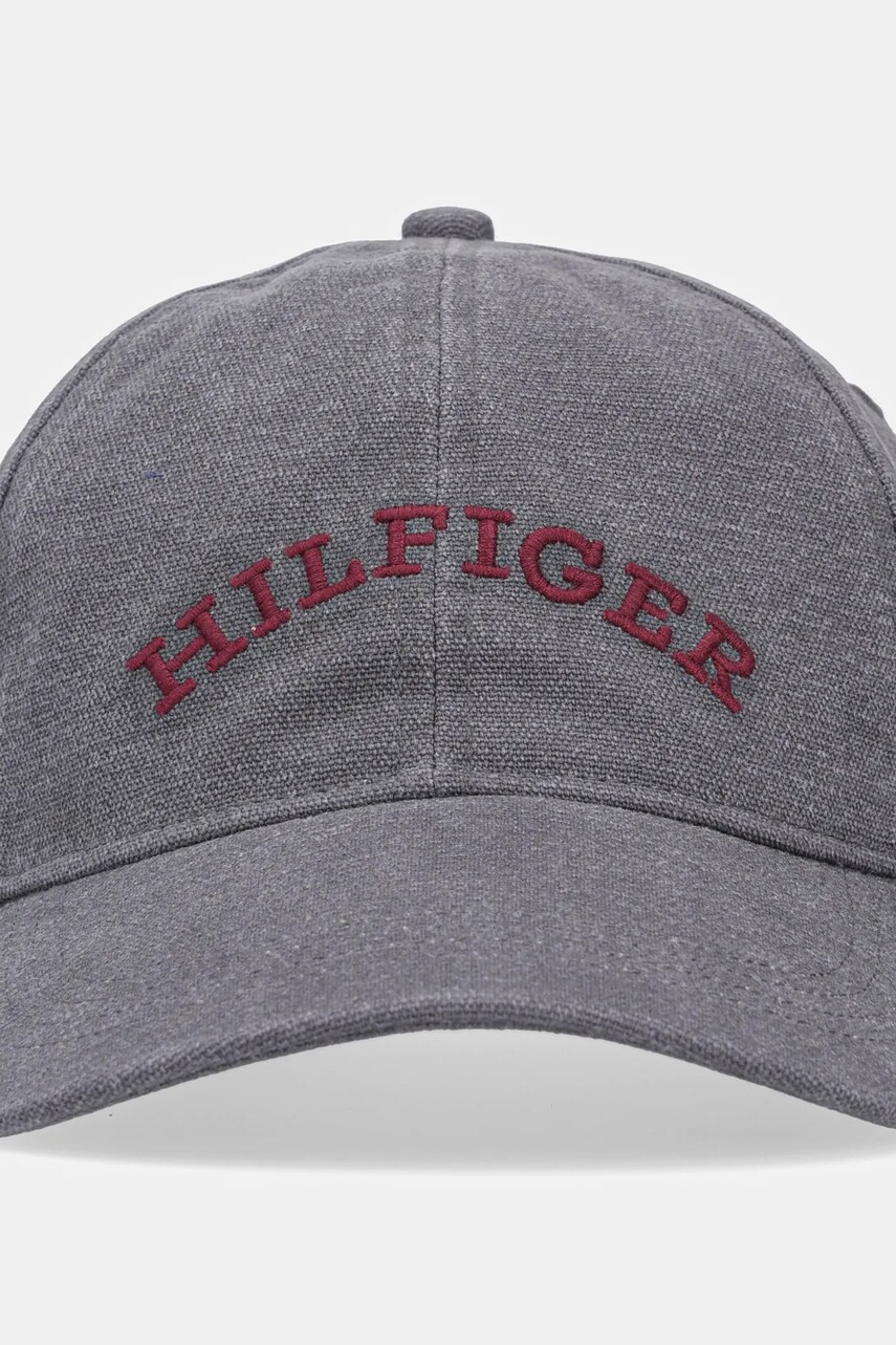 Бавовняна бейсболка Tommy Hilfiger колір сірий з аплікацією AM0AM13003
