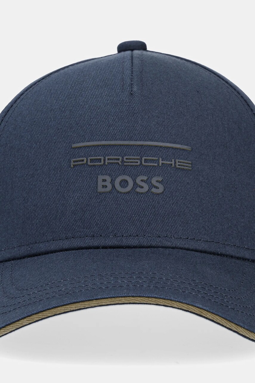 Бавовняна бейсболка BOSS колір синій з принтом 50535912