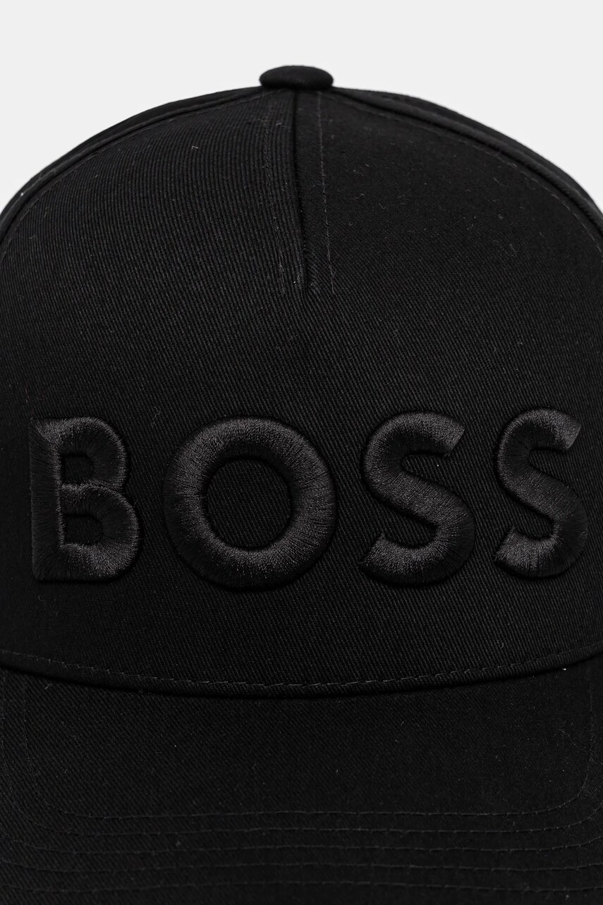 Бавовняна бейсболка BOSS колір чорний з аплікацією 50536482