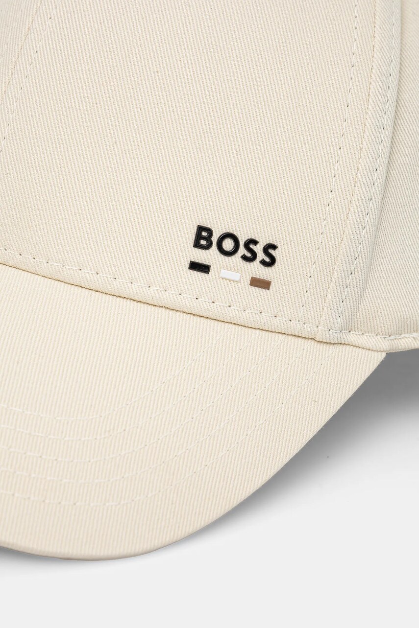 Бавовняна бейсболка BOSS колір бежевий з аплікацією 50539428