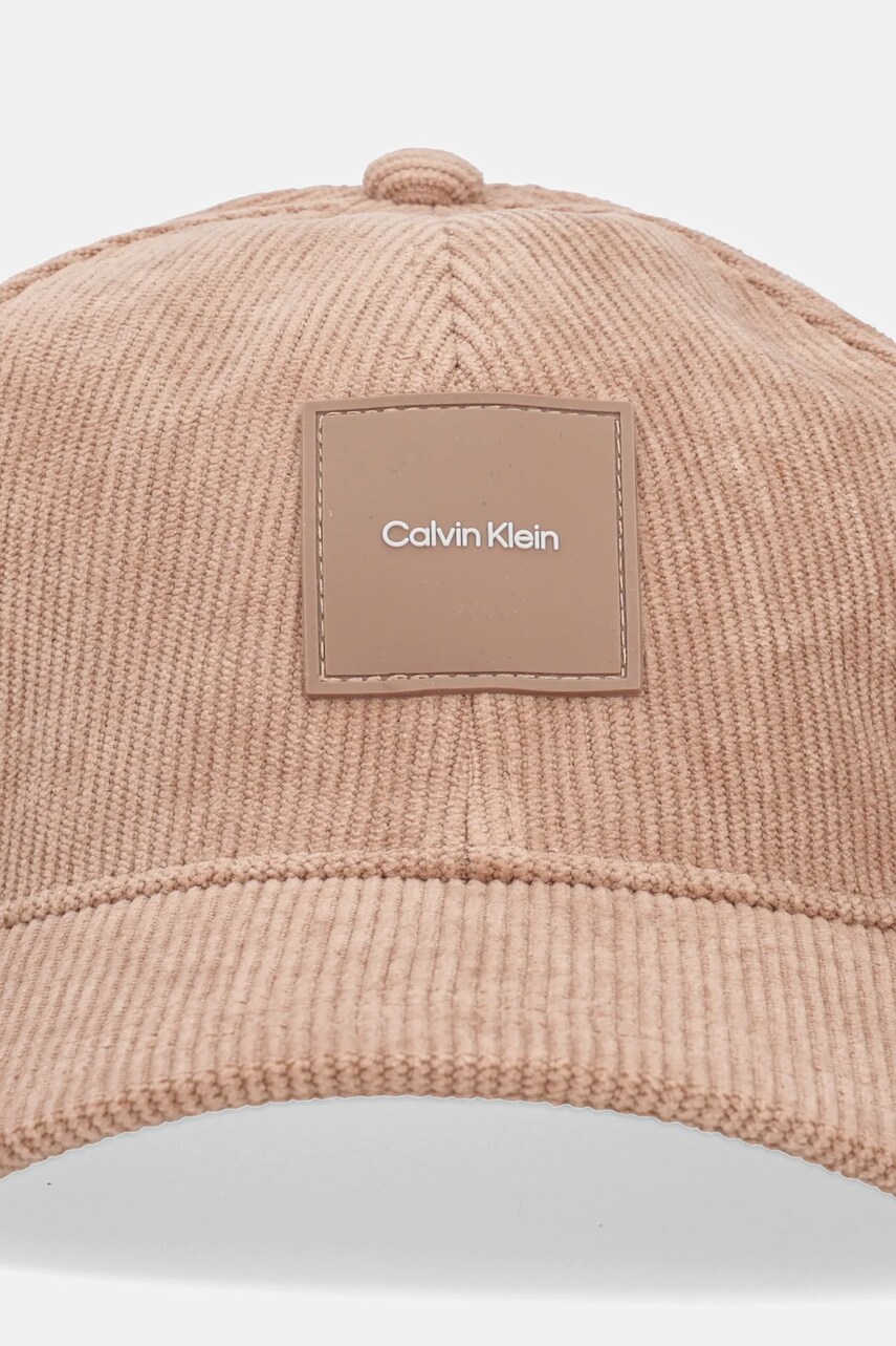 Вельветова кепка Calvin Klein колір коричневий з аплікацією K50K512612