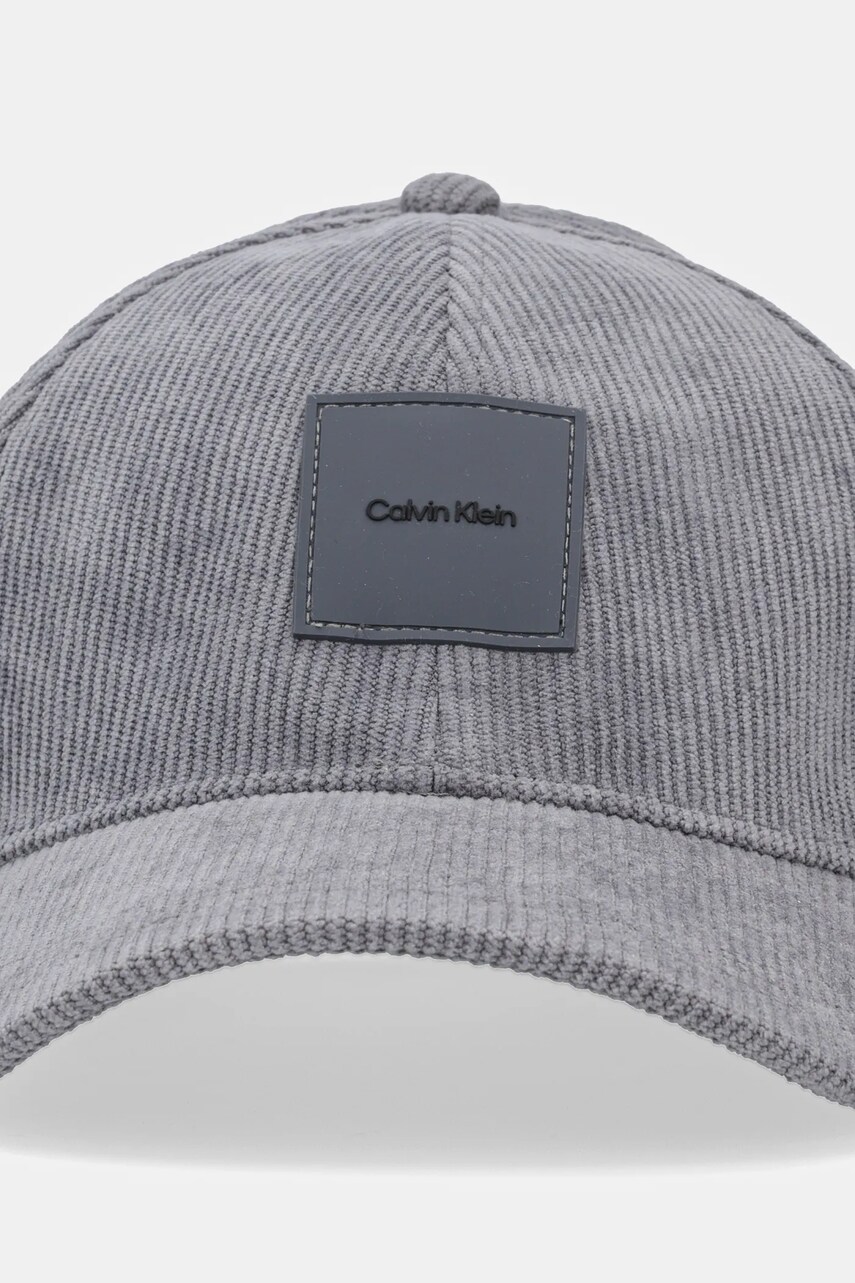 Вельветова кепка Calvin Klein колір сірий з аплікацією K50K512612