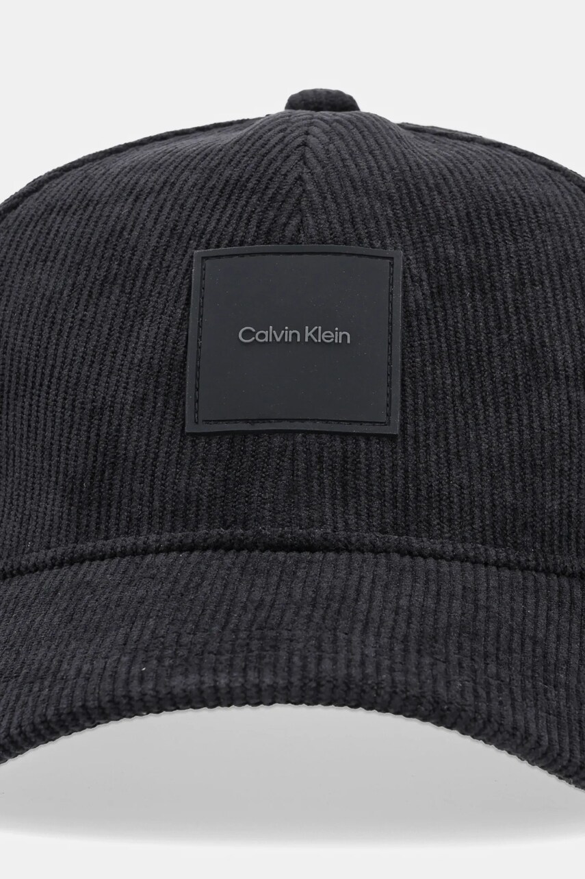 Вельветова кепка Calvin Klein колір чорний з аплікацією K50K512612