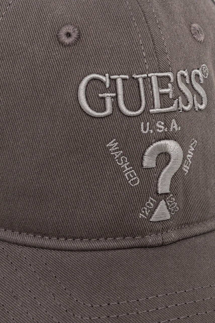 Бавовняна бейсболка Guess EMBROIDERED колір сірий з аплікацією M5RZ11 WO07T