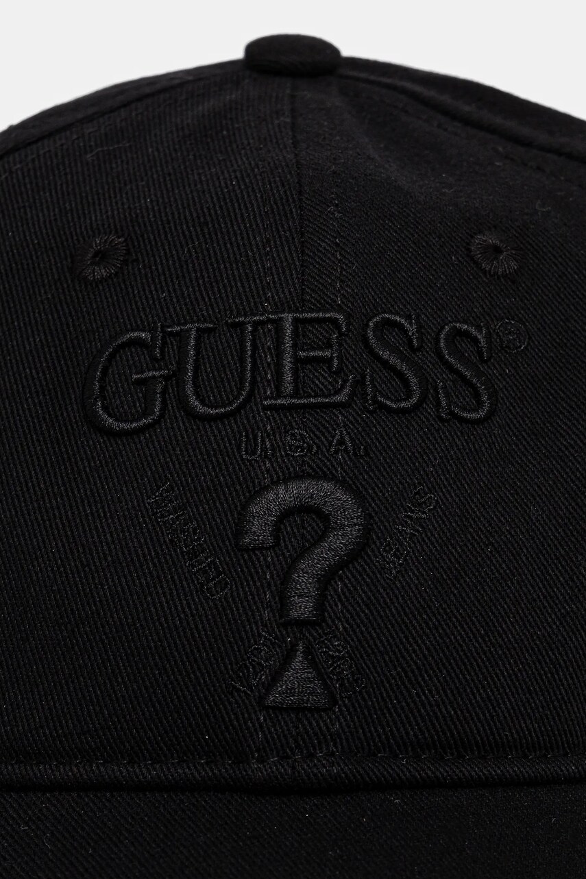Бавовняна бейсболка Guess EMBROIDERED колір чорний з аплікацією M5RZ11 WO07T