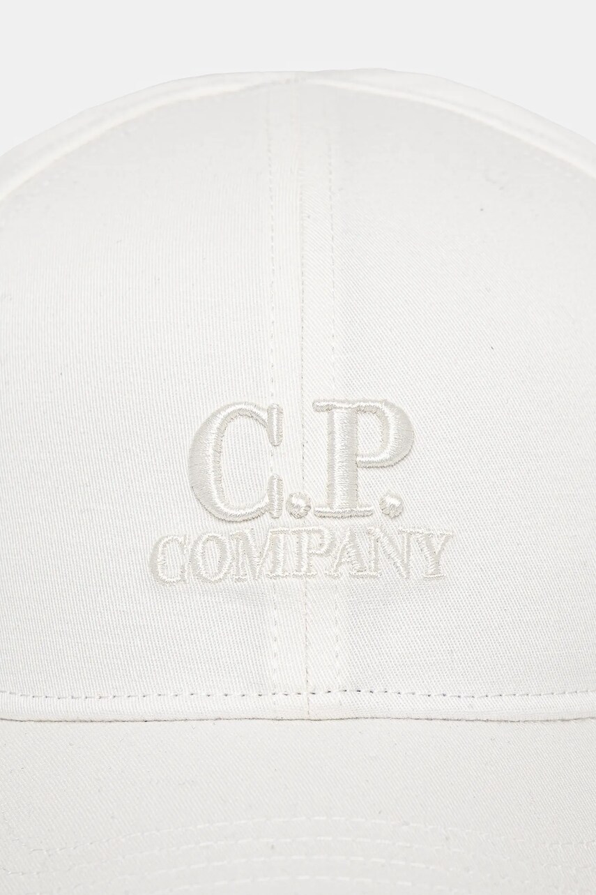 Бавовняна бейсболка C.P. Company колір білий з аплікацією 18CMAC282A006288A