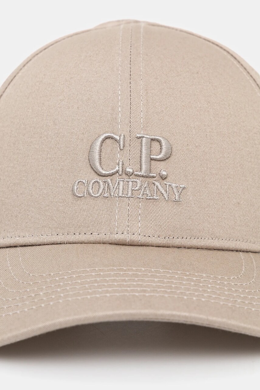 Бавовняна бейсболка C.P. Company колір бежевий з аплікацією 18CMAC282A006288A