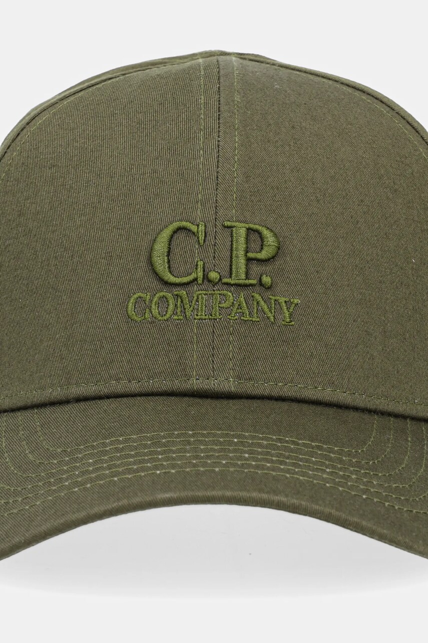 Бавовняна бейсболка C.P. Company колір зелений з аплікацією 18CMAC282A006288A