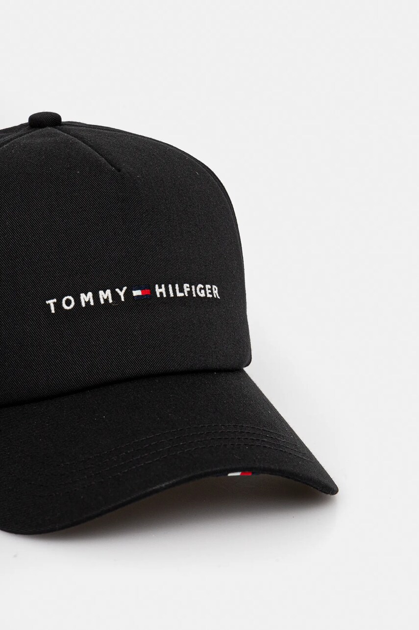 Бавовняна бейсболка Tommy Hilfiger колір чорний з аплікацією AM0AM13162