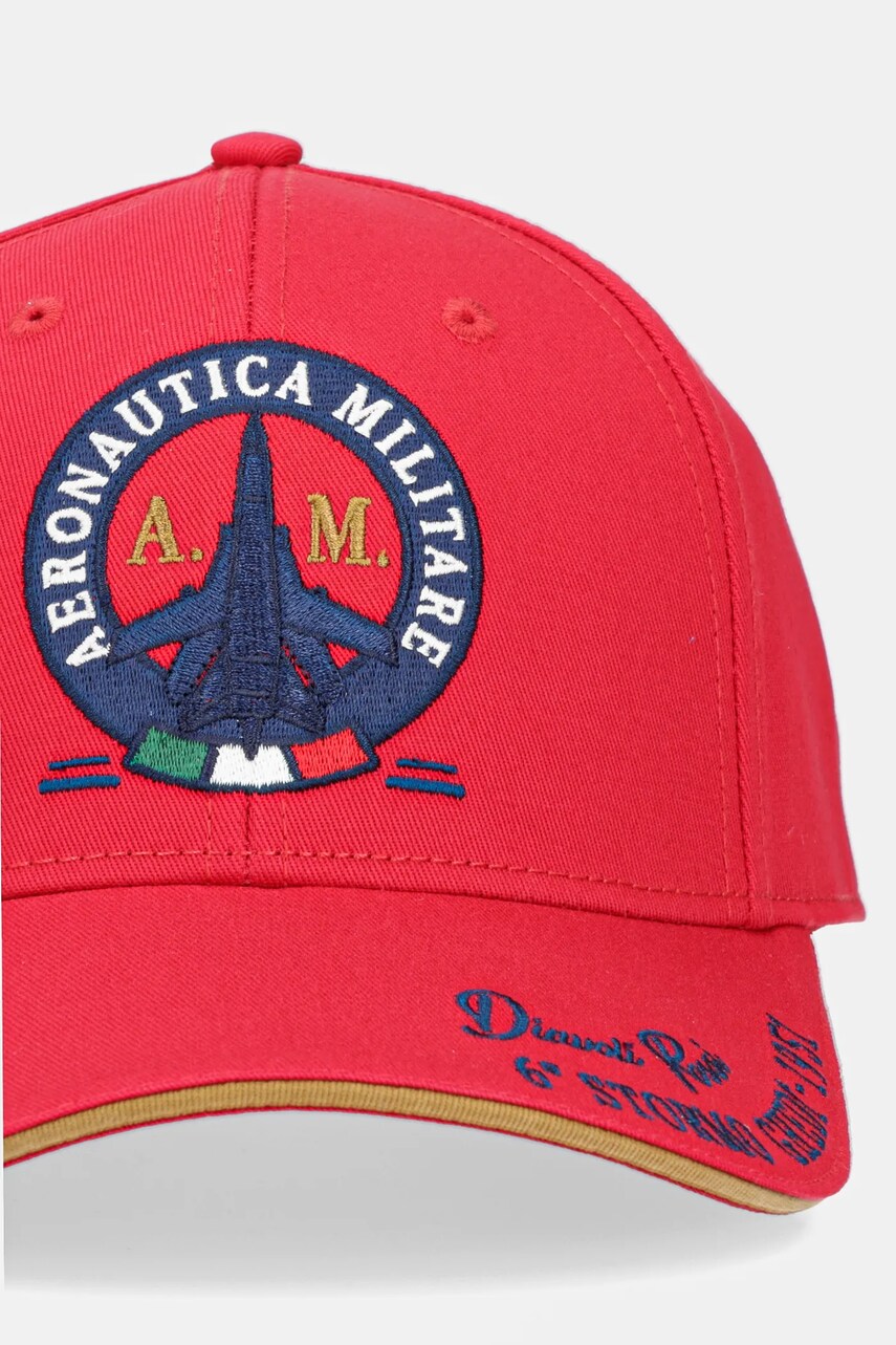 Бавовняна бейсболка Aeronautica Militare колір червоний з аплікацією HA1208CT2261