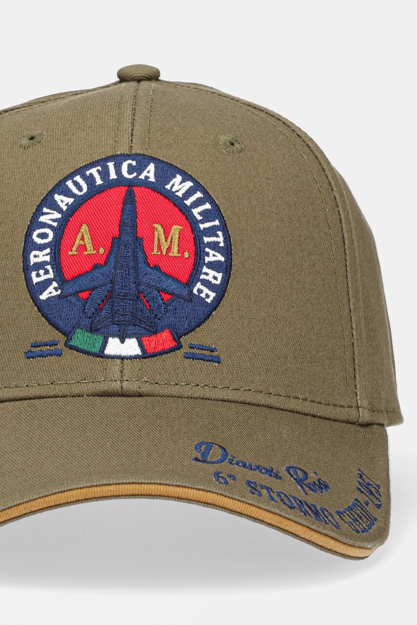 Бавовняна бейсболка Aeronautica Militare колір зелений з аплікацією HA1208CT2261