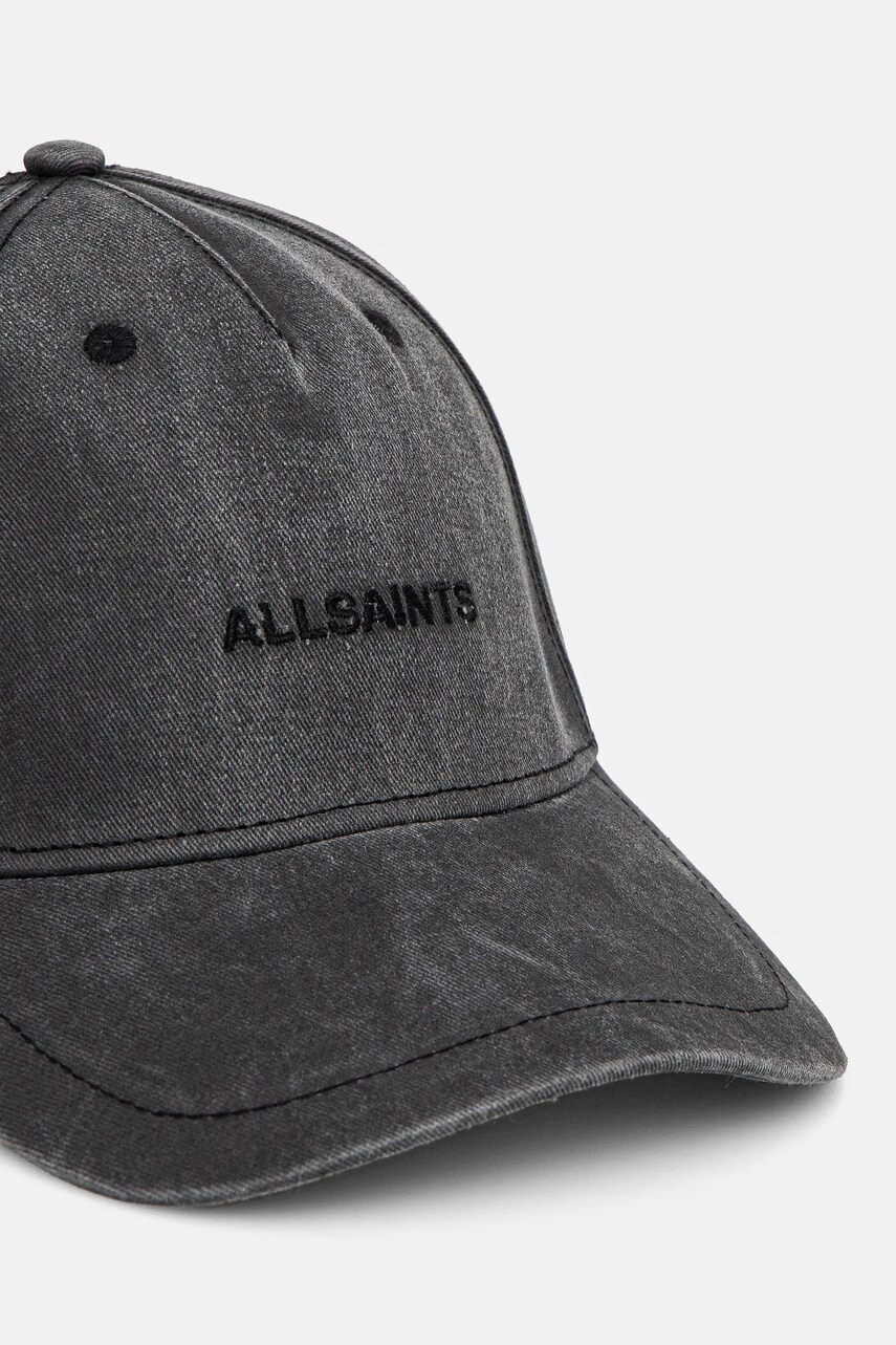Бавовняна бейсболка AllSaints колір сірий з аплікацією 29AS200855