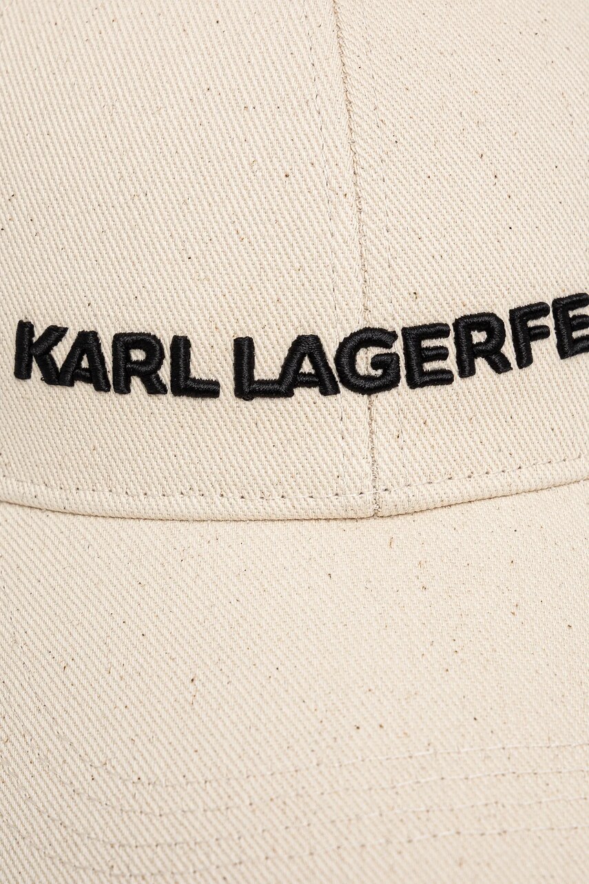 Бавовняна бейсболка Karl Lagerfeld колір бежевий з аплікацією A1W33071