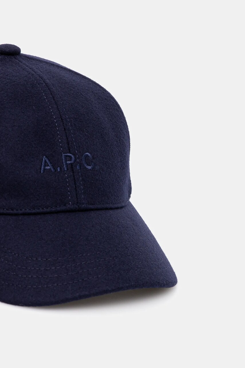 Вовняна кепка A.P.C. casquette charlie колір синій однотонна WOARV.M24069