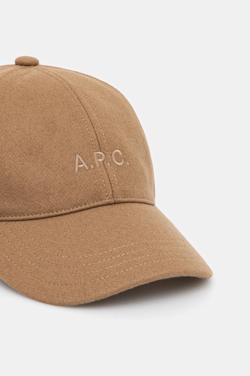 Вовняна кепка A.P.C. casquette charlie колір коричневий однотонна WOARV.M24069