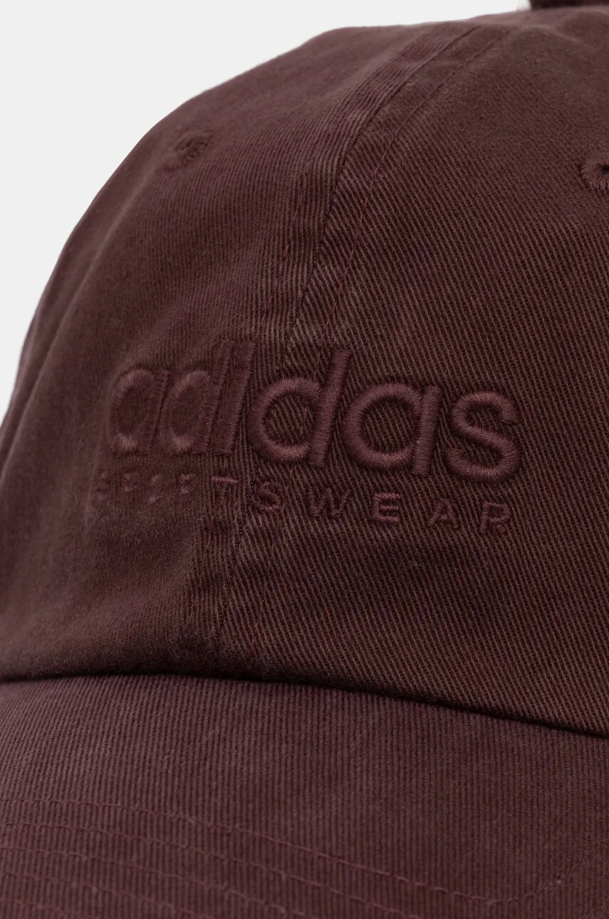 Бавовняна бейсболка adidas колір бордовий з аплікацією JF6042