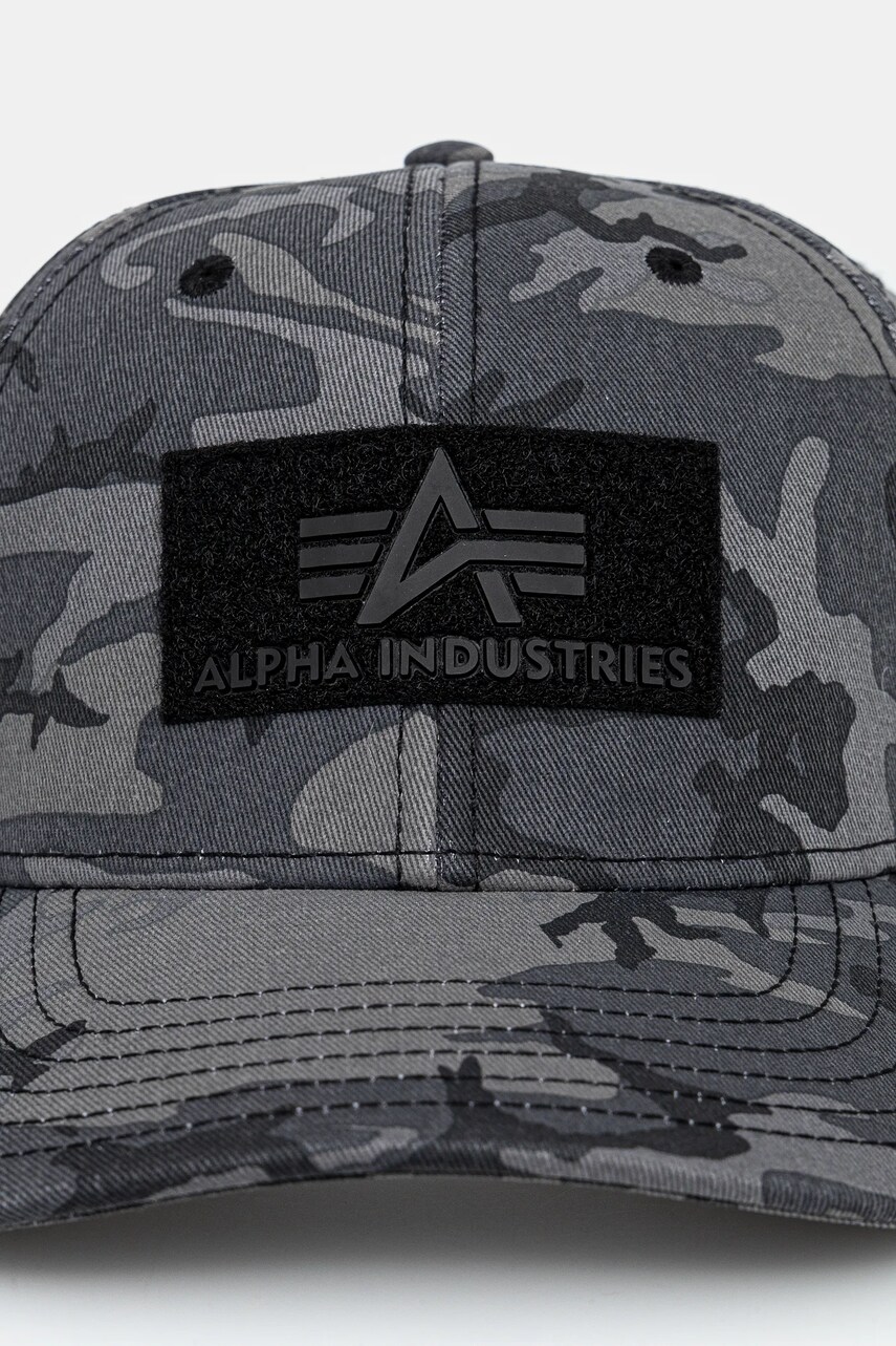 Бавовняна бейсболка Alpha Industries VLC Cap Camo колір сірий візерунок 168903C
