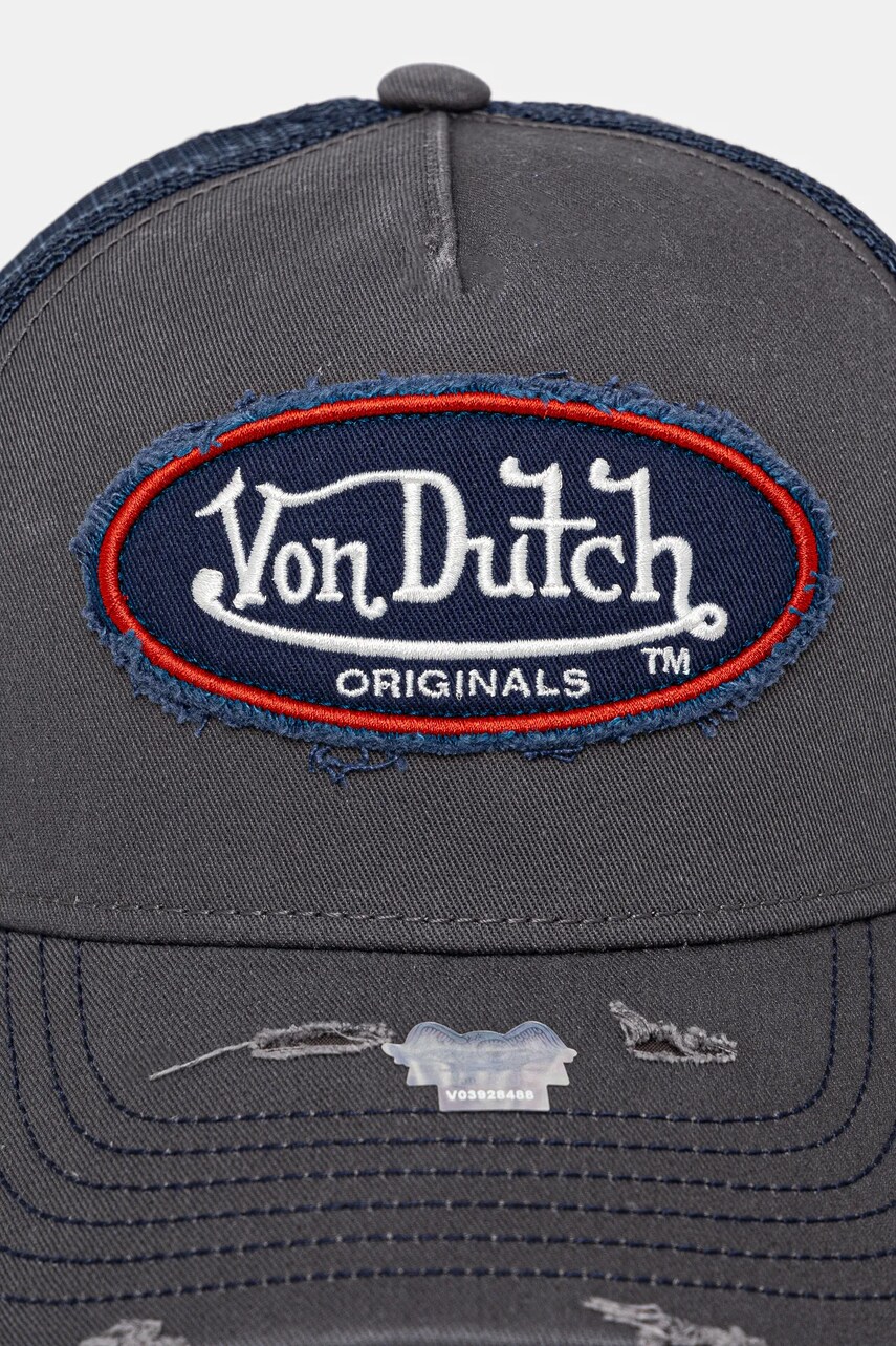 Кепка Von Dutch колір сірий з аплікацією 7030845