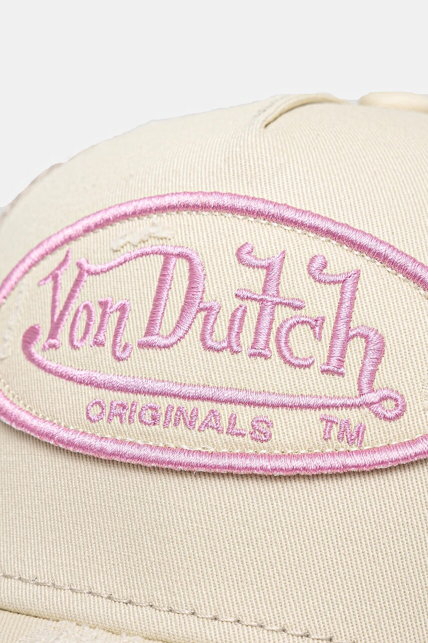 Кепка Von Dutch колір бежевий з аплікацією 7030850
