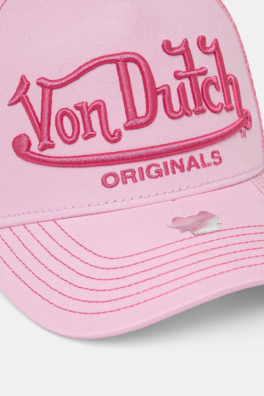 Кепка Von Dutch колір рожевий з аплікацією 7030861