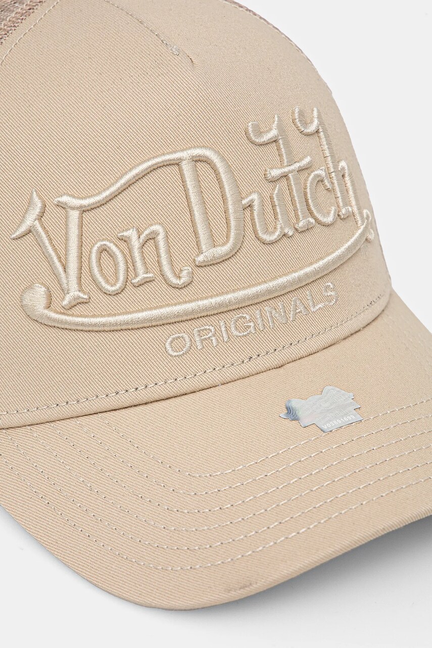 Кепка Von Dutch колір бежевий з аплікацією 7030854