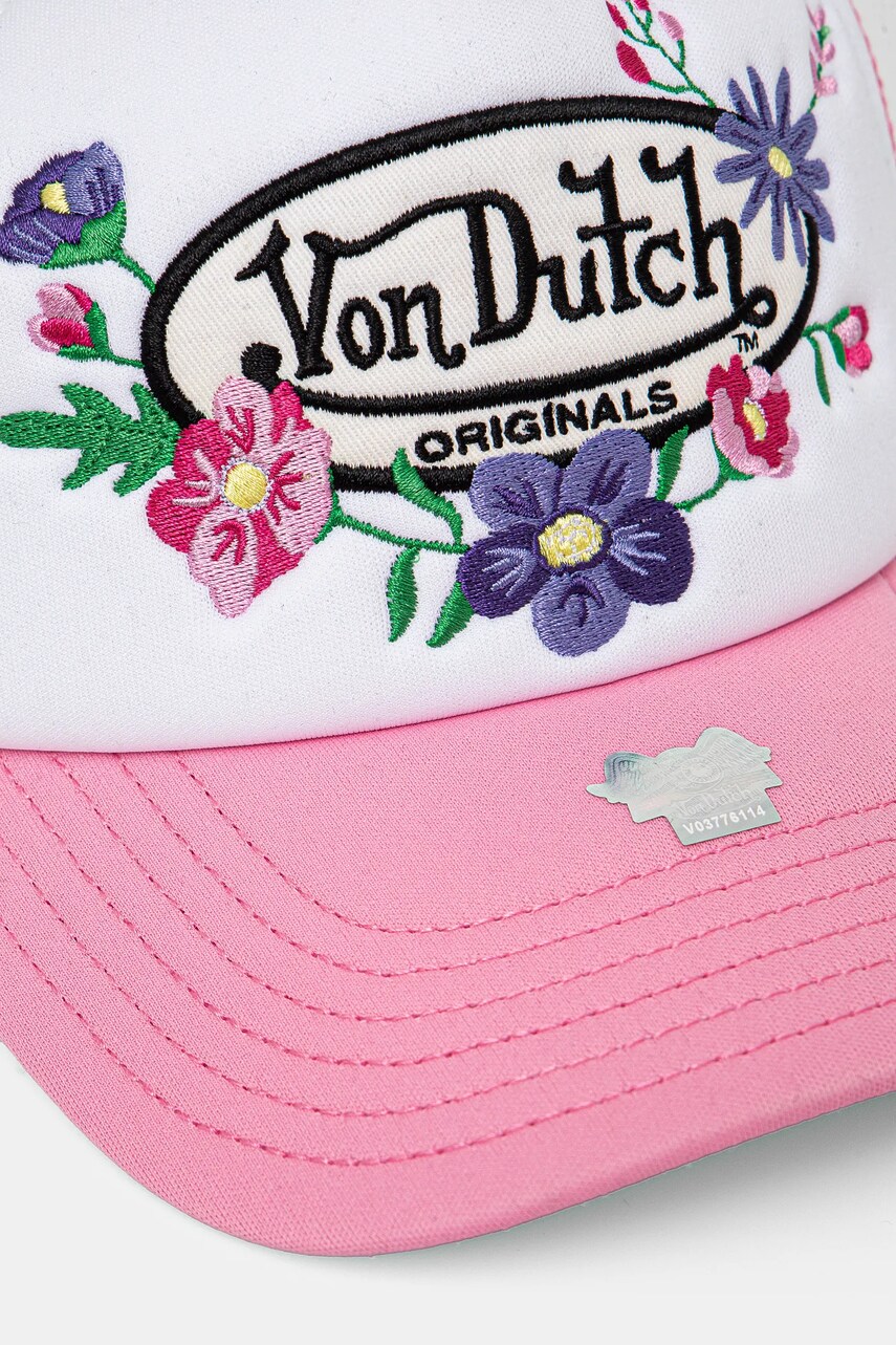 Кепка Von Dutch колір рожевий з аплікацією 7030853