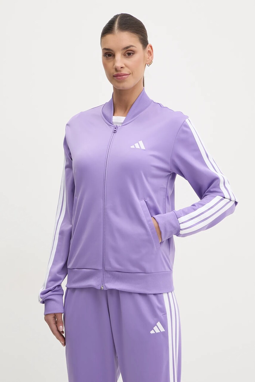 Спортивний костюм adidas 3-Stripes жіночий колір фіолетовий JD2690