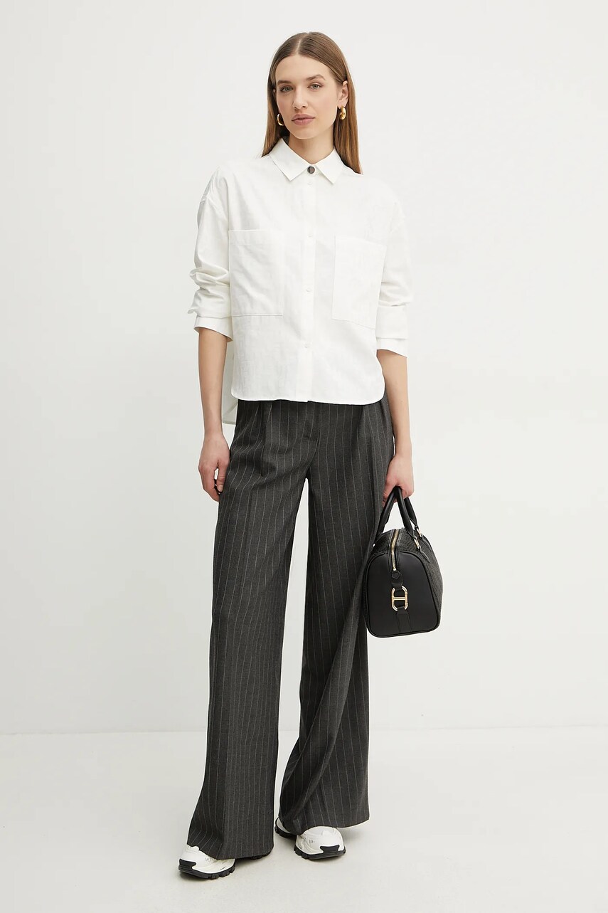 Бавовняна сорочка Armani Exchange жіноча колір бежевий relaxed класичний комір XW000097 AF10820