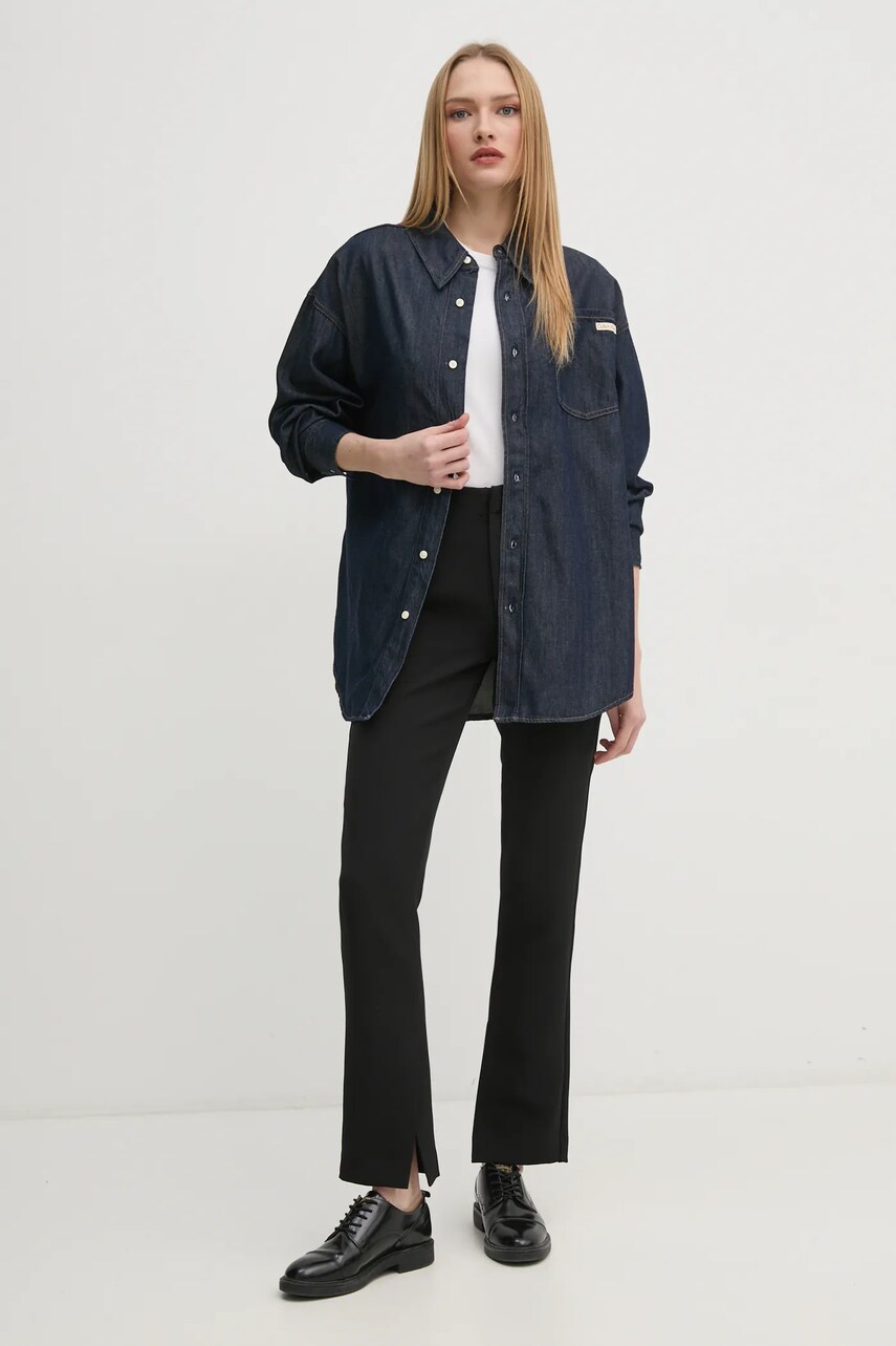 Джинсова сорочка Calvin Klein Jeans жіноча колір синій regular класичний комір J20J225471