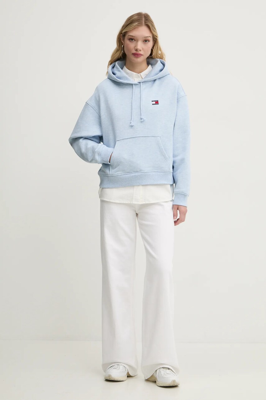 Бавовняна сорочка Tommy Jeans жіноча колір бежевий relaxed класичний комір DW0DW19358