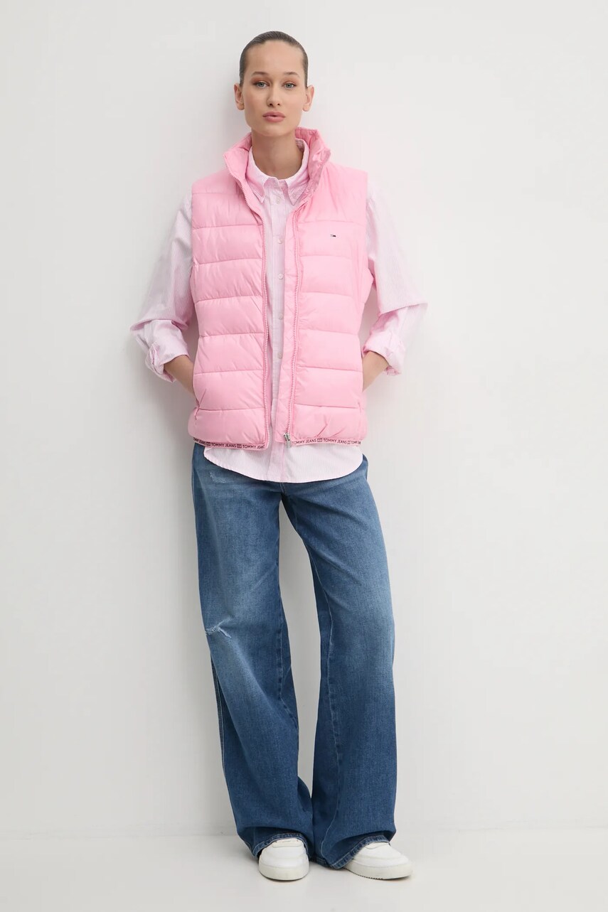 Бавовняна сорочка Tommy Jeans жіноча колір рожевий regular класичний комір DW0DW19890
