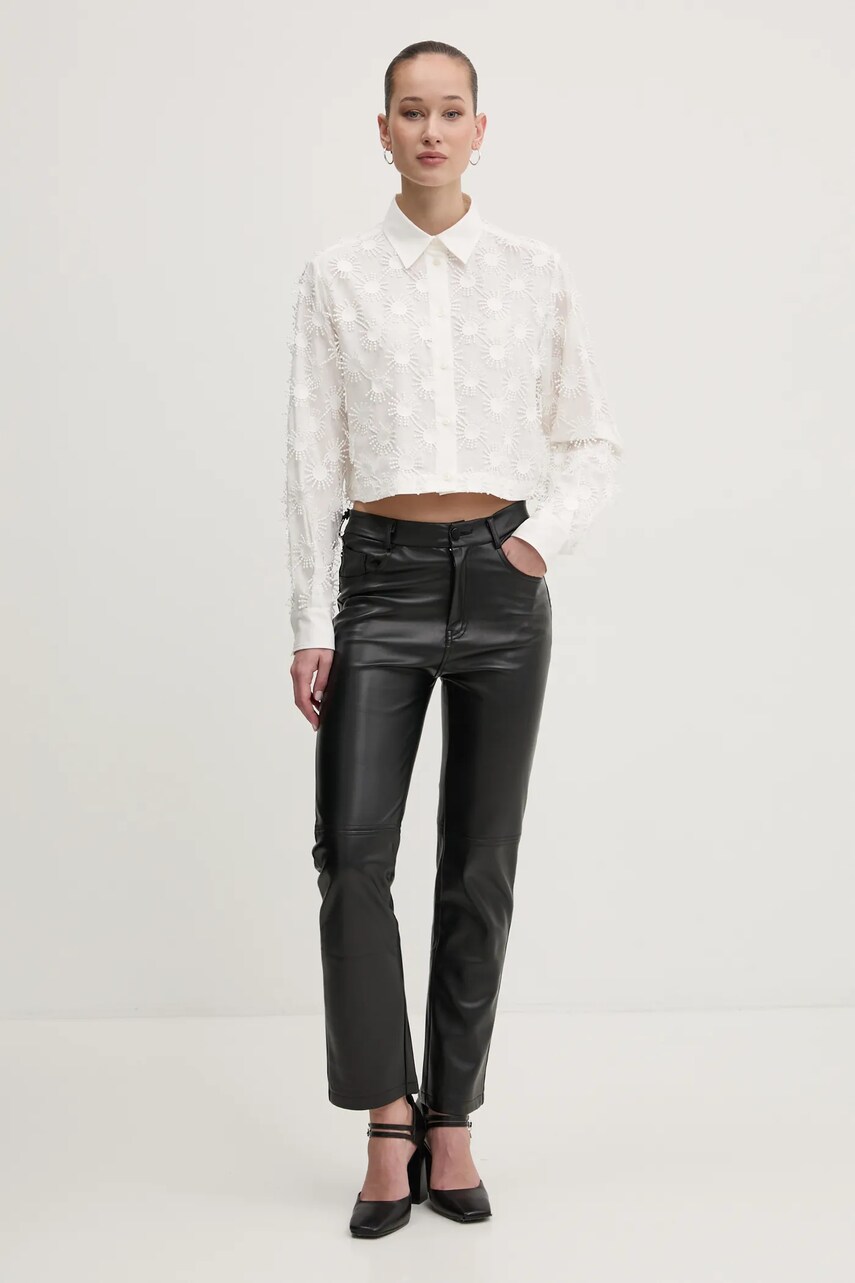 Сорочка MSGM жіноча колір бежевий regular класичний комір 3841MDE13.257121