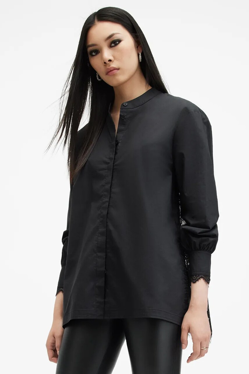 Сорочка AllSaints ETHEL LACE жіноча колір чорний regular зі стійкою W085PB