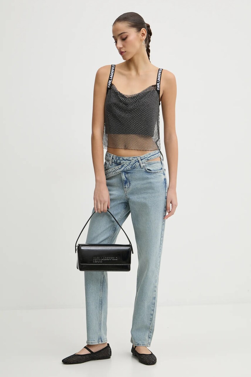 Топ Karl Lagerfeld Jeans колір чорний з аплікацією A1W11010