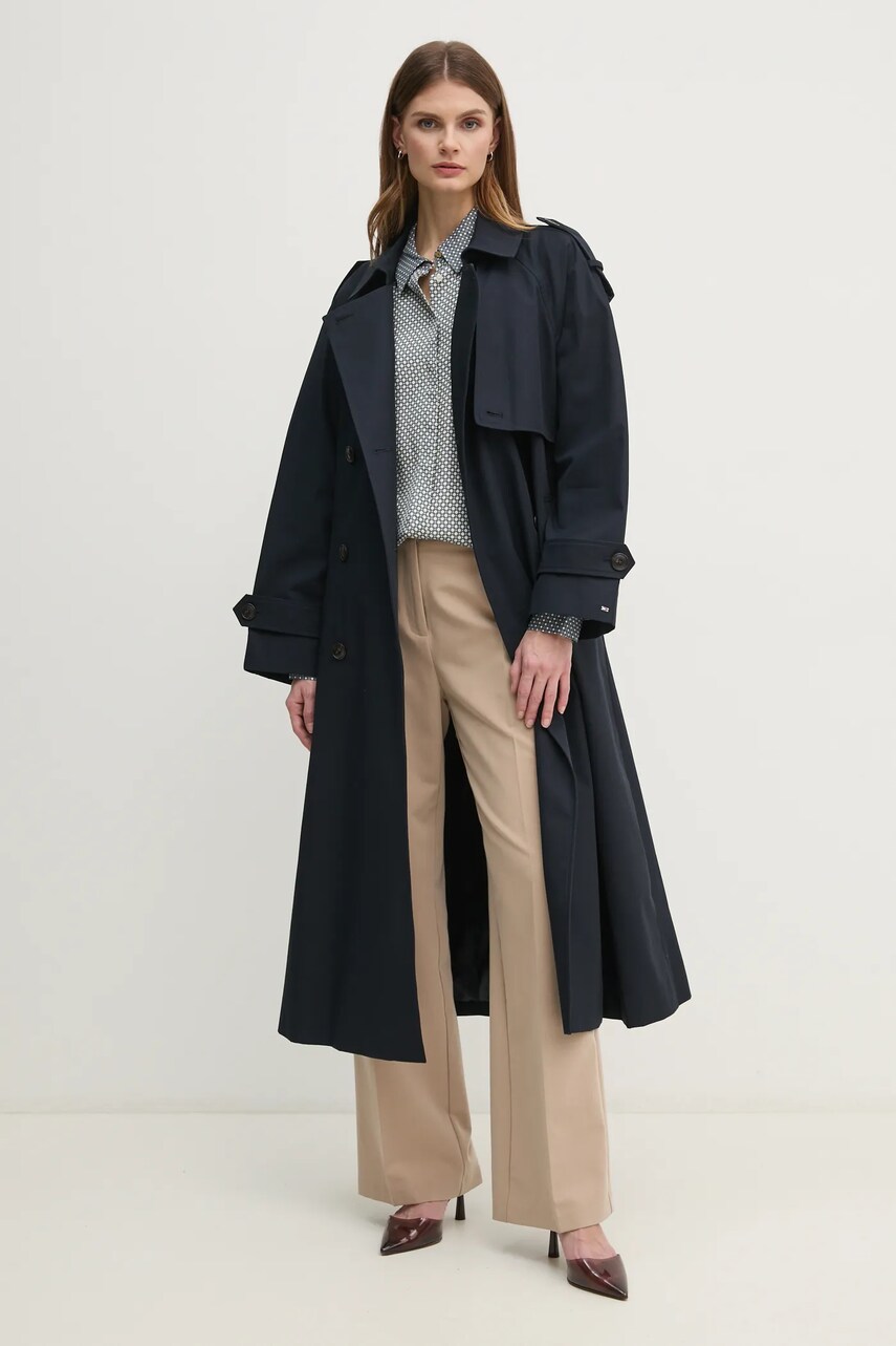 Сорочка Tommy Hilfiger жіноча колір сірий regular класичний комір WW0WW44036