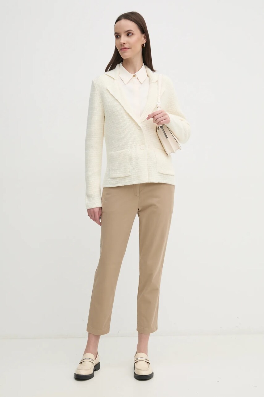 Сорочка Tommy Hilfiger жіноча колір бежевий relaxed класичний комір WW0WW44045