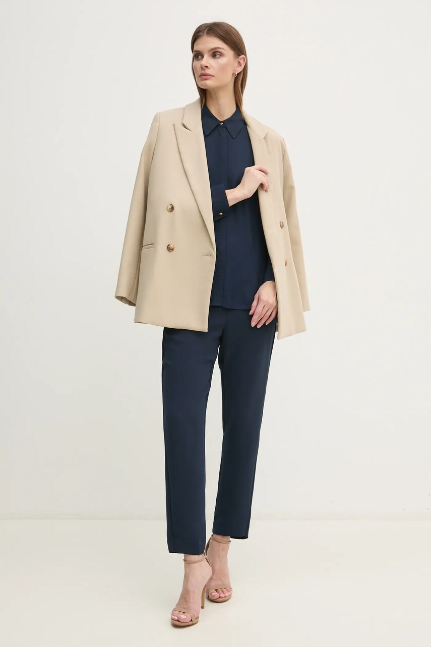 Сорочка Tommy Hilfiger жіноча колір синій relaxed класичний комір WW0WW44045