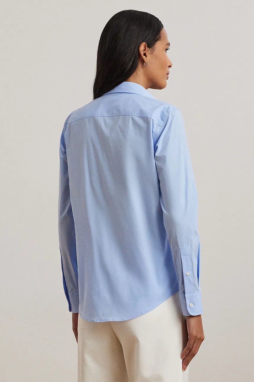 Бавовняна сорочка Lauren Ralph Lauren жіноча slim класичний комір 200684553