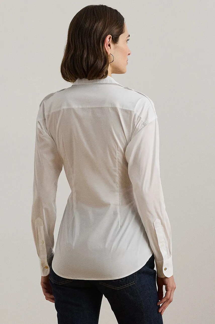 Сорочка Lauren Ralph Lauren жіноча колір білий slim класичний комір 200957112