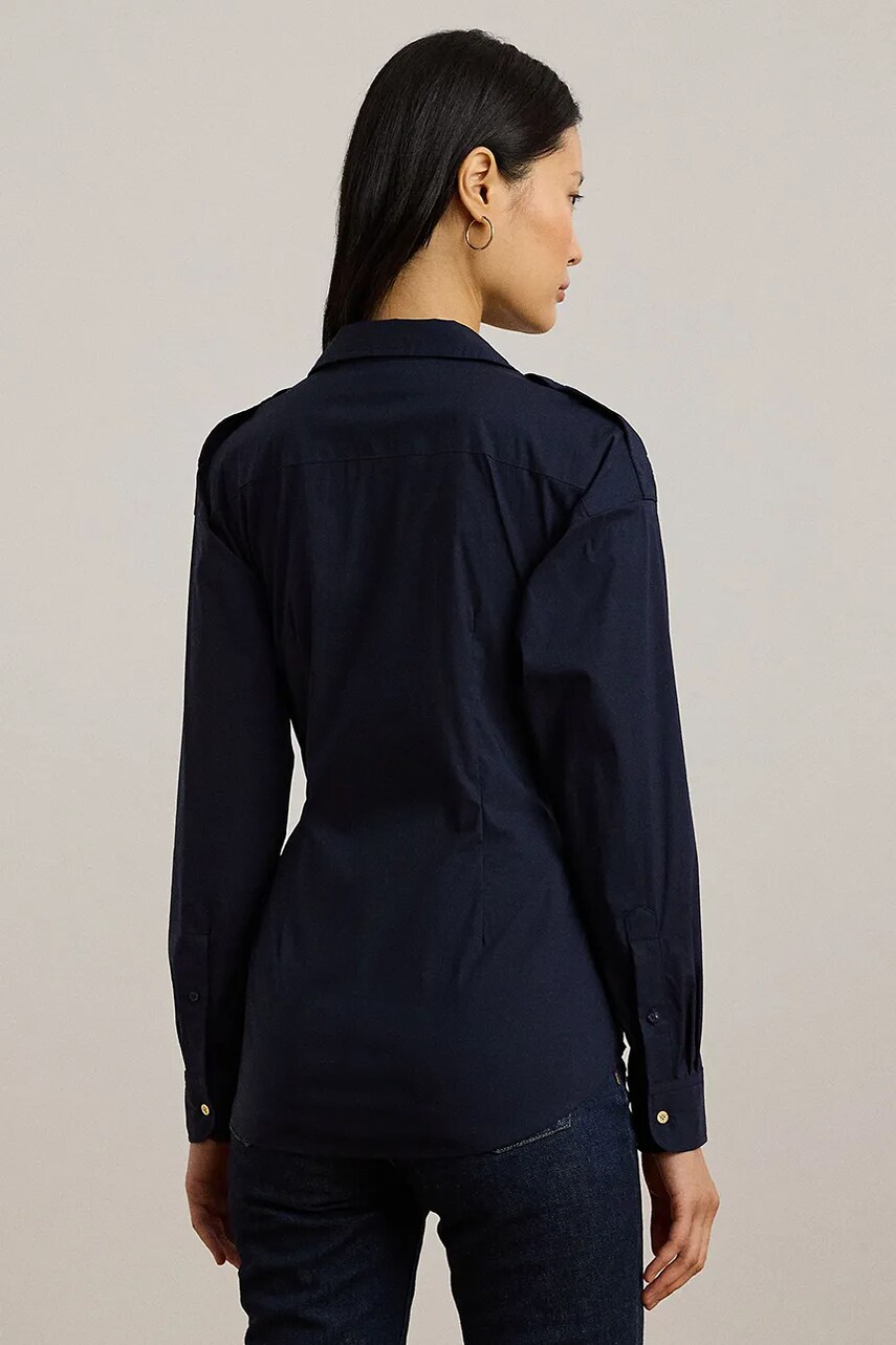 Сорочка Lauren Ralph Lauren жіноча колір синій slim класичний комір 200957112